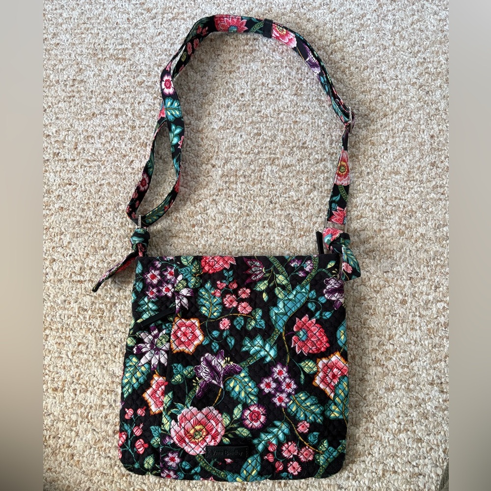 Vera Bradley Floral Crossbody Bag - Black, Pink, Green